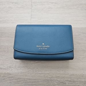 Kate Spade Small Flap Crossbody Wallet Purse in Dark Peacock Blue/Teal
